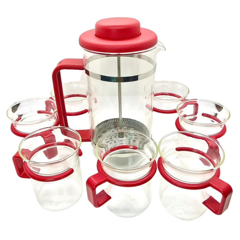 Vintage Bodum Bistro French Press Tea Coffee Maker w Seven Glasses MCM